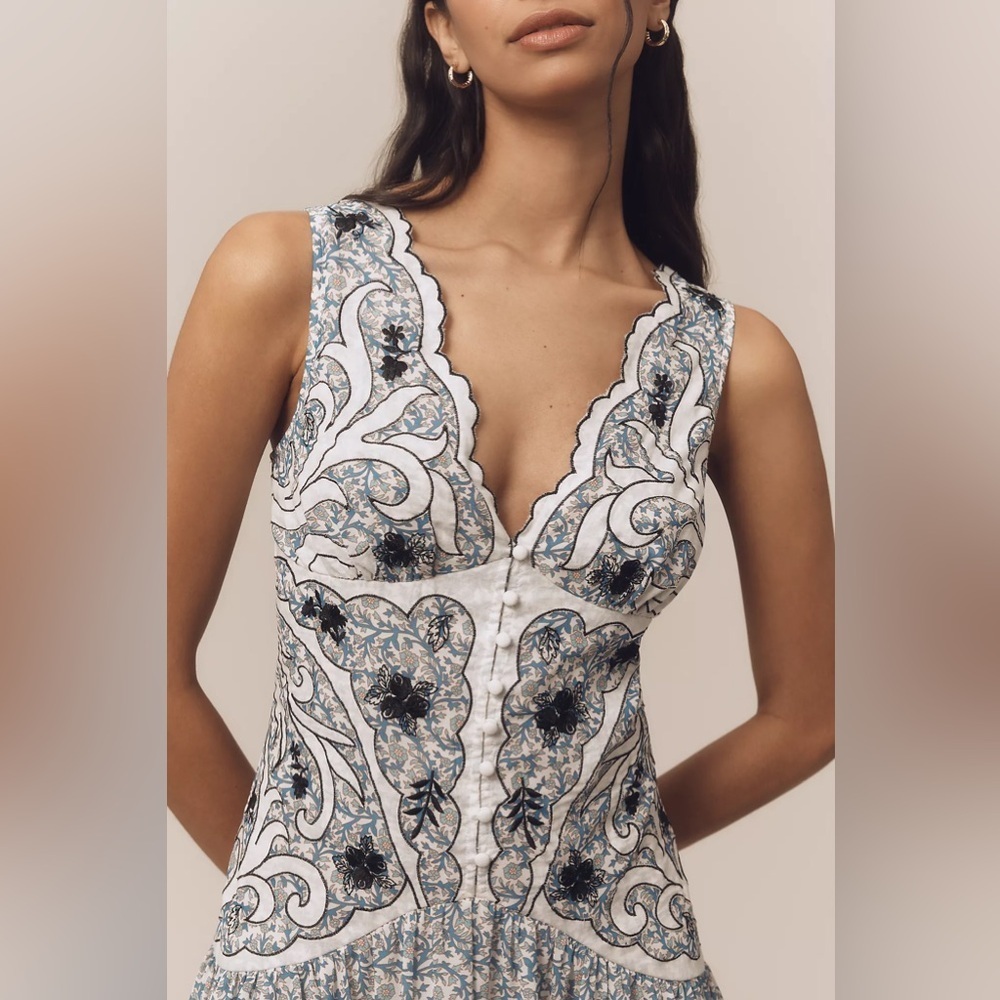 NWT By Anthropologie V-Neck Printed Mini Dress - Picture 3 of 6